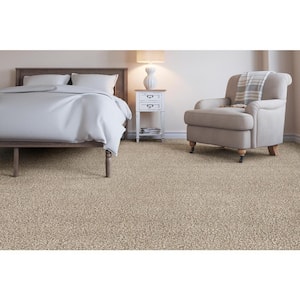 Trendy Threads II - Stylish - Beige 60 oz. SD Polyester Texture Installed Carpet