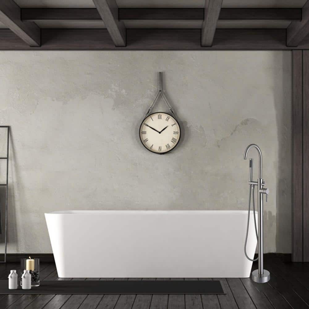 Brushed Nickel Freestanding Tub Faucet with Hand Shower