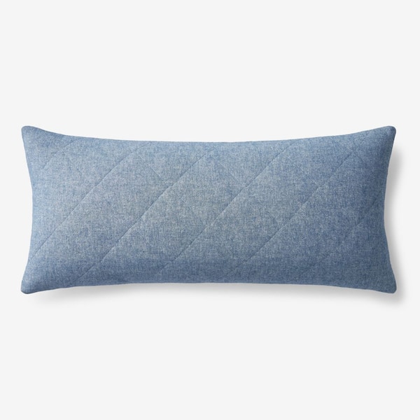 The Company Store Legends Hotel Bromley Velvet Flannel Yarn-Dyed Denim 14 in. x 30 in. Throw Pillow