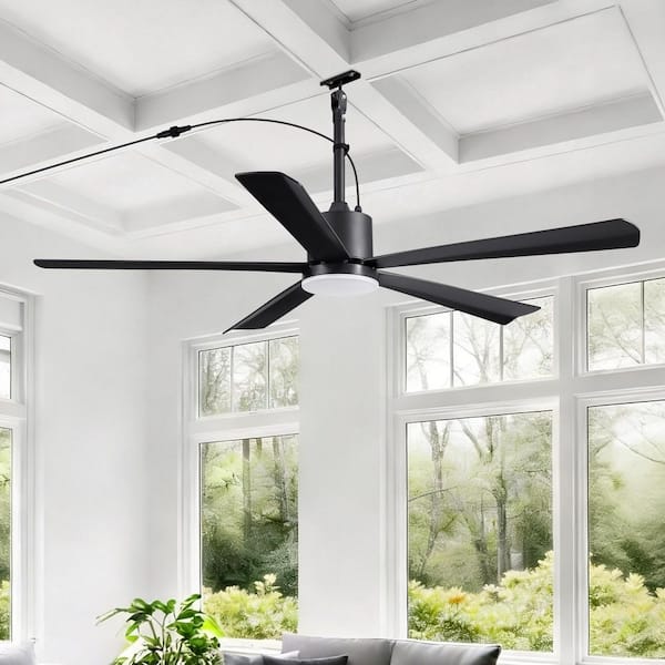 54 in. Black Outdoor/Indoor Waterproof Downrods Mount Pulg-in Standard LED Ceiling fan with Remote for Patios, Gazebos