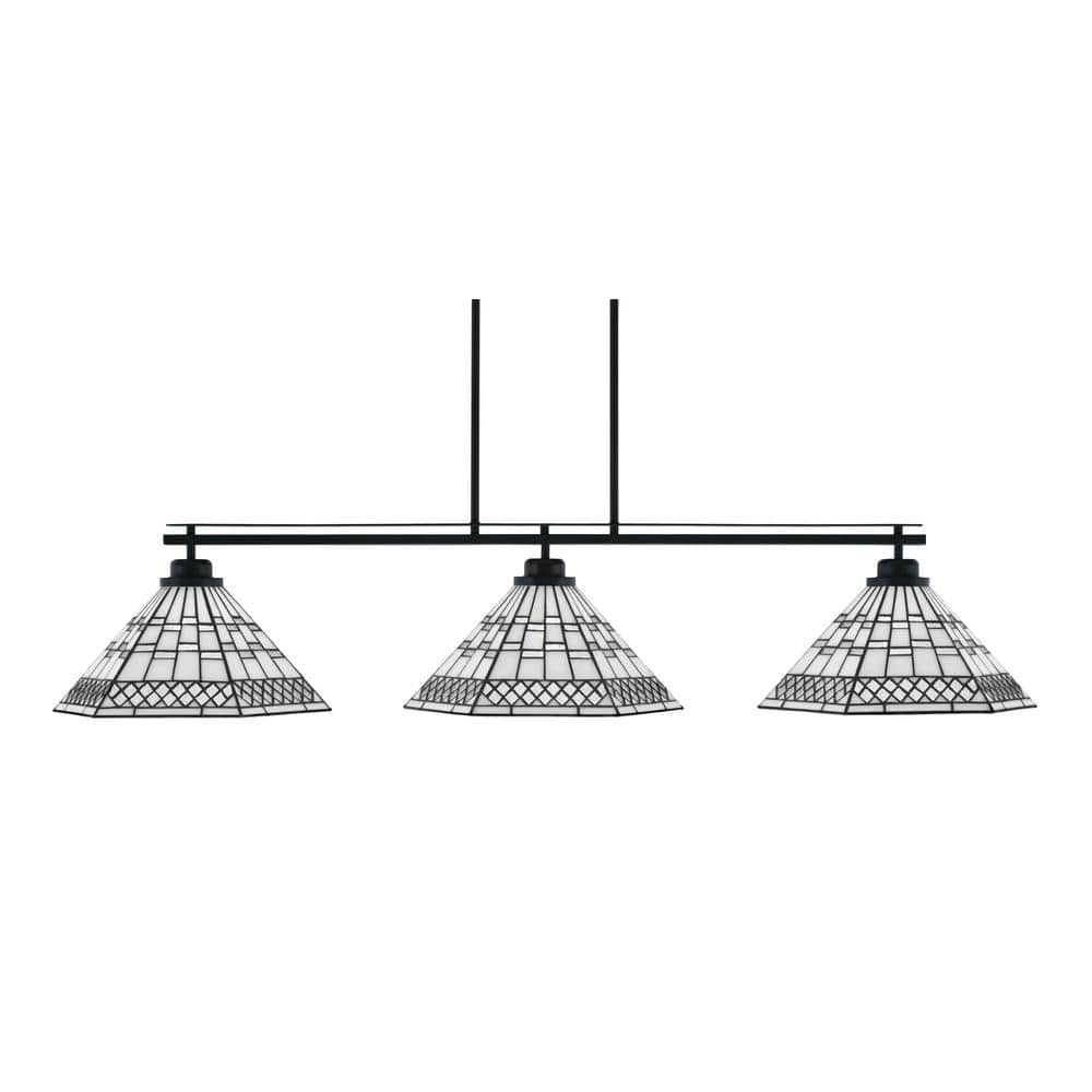 Monroe 3-Light Billiard Light, Round Fitter, Matte Black Finish, 16 in. Pew
