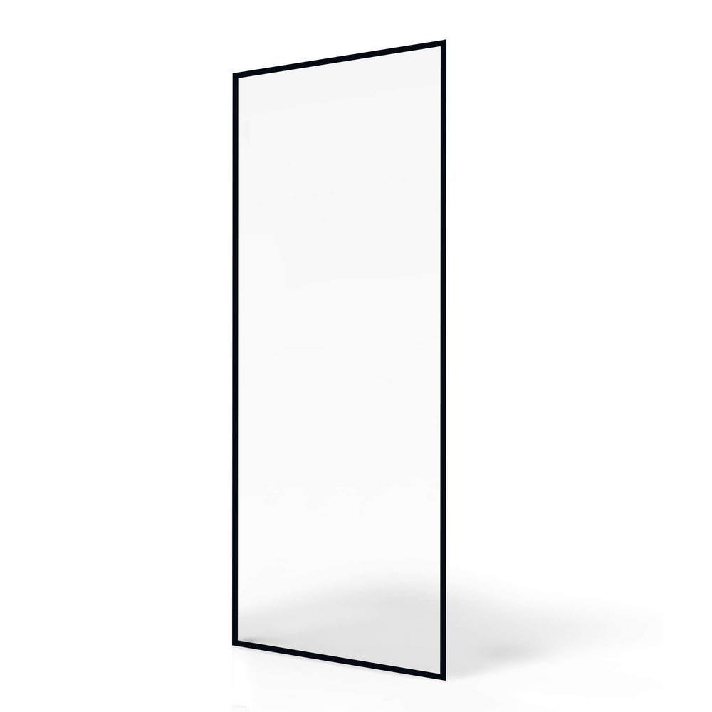 Velvon 34" x 74" Matte Black Framed Fixed Glass Shower Panel