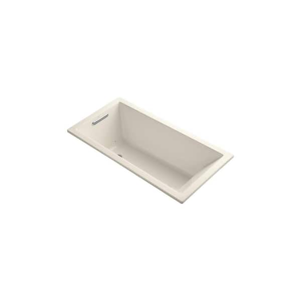 KOHLER Underscore 5 ft. Reversible Drain Bathtub in Almond