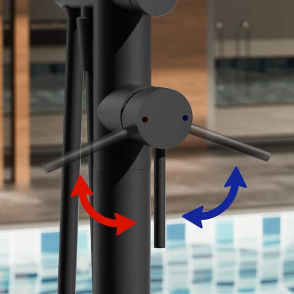 Modland Outdoor Freestanding Hot & Cold Shower Faucet 2-Spray with