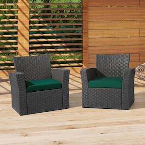 Fading Free 20 in. W. x 19.5 in. x 4 in. Green Outdoor Patio Thick Square Lounge Chair Seat Cushion Set 2-Pack