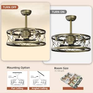 20 in. Indoor Bronze Industrial Style Cage Ceiling Fan with Remote Included and AC Reversible Motor