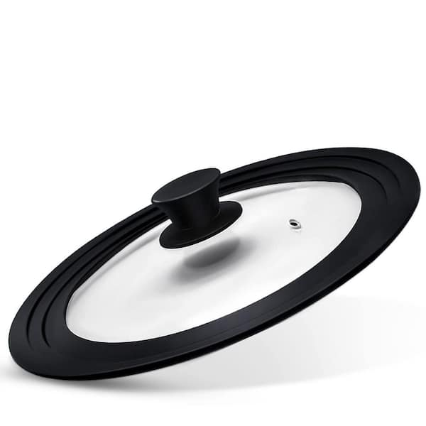 12 in. Universal Tempered Glass Lid, Pot Lid with Heat Resistant Silicone Rim, Multi Size Compatible Kitchen Cover