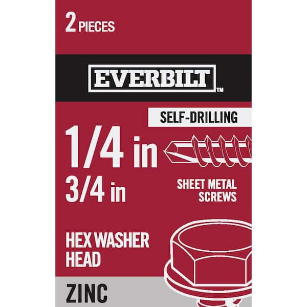 Everbilt #14 x 3/4 in. Zinc-Plated Steel Hex Head Sheet Metal Screw (2-Pack)  813911 - The Home Depot