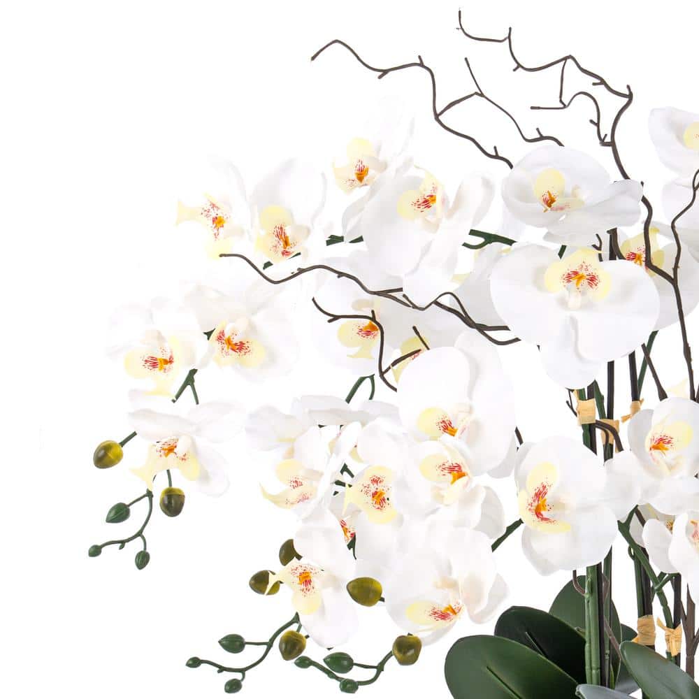 White 36" Artificial Orchid Floral Arrangement in Round Pot
