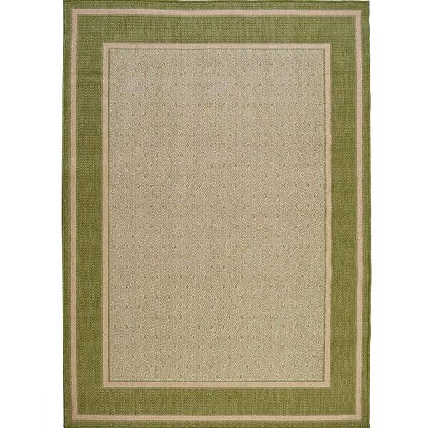 Hampton Bay Border Tan/Green 8 ft. x 11 ft. Indoor/Outdoor Area Rug