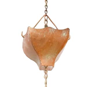 8.5 ft. Metal Rain Chain Verdigris Finish Replacement for Gutter Downspouts Decorative Rain Catcher with Tulip Cups