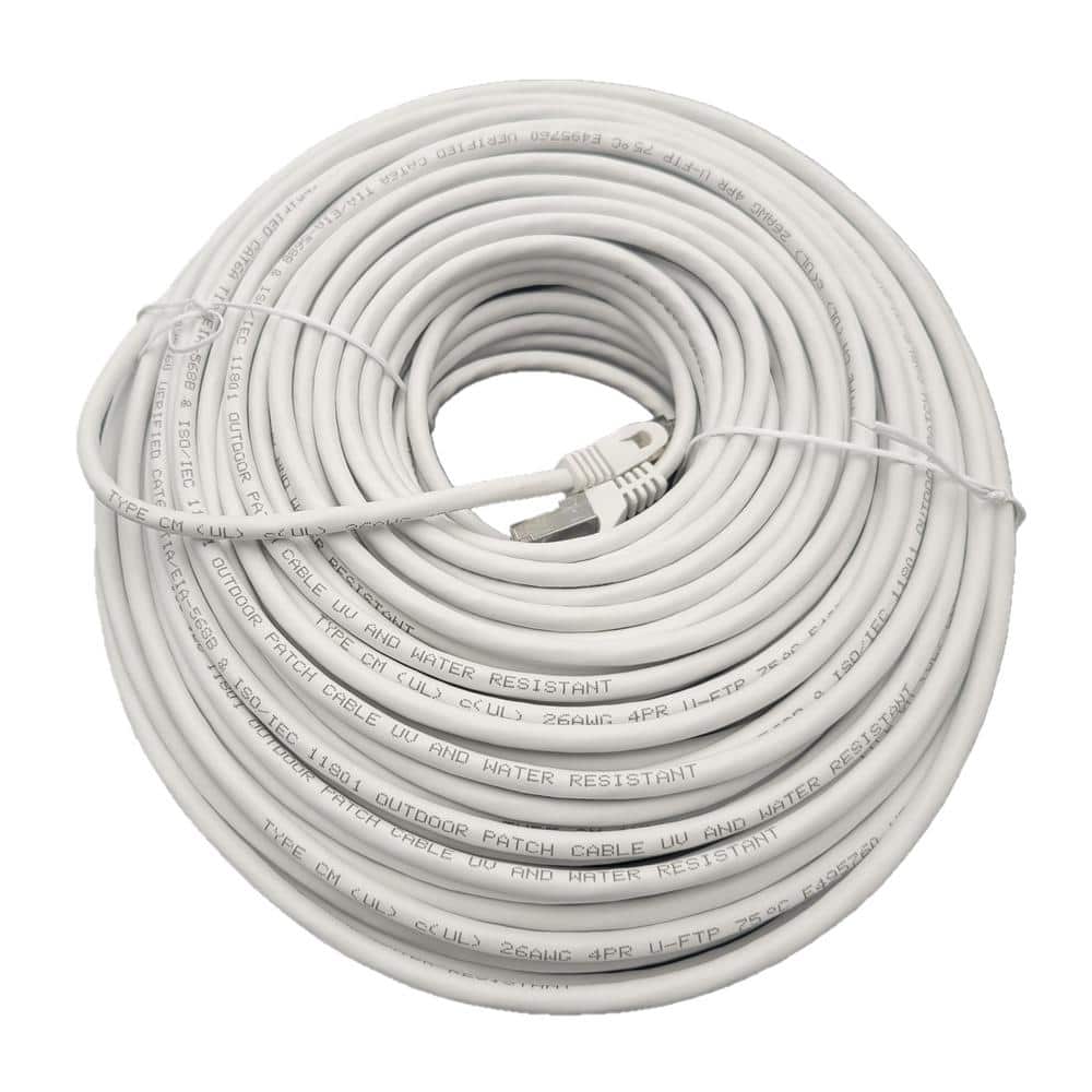 Commercial Electric 150 ft. CAT6 Ethernet Cable in White BSTC6-150WH - The  Home Depot