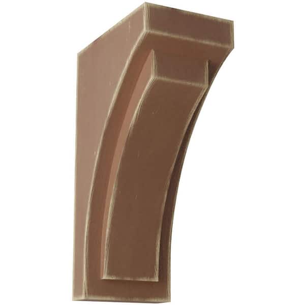 Ekena Millwork 3 in. x 8 in. x 4-3/4 in. Weathered Brown Small Felix Wood Vintage Decor Corbel