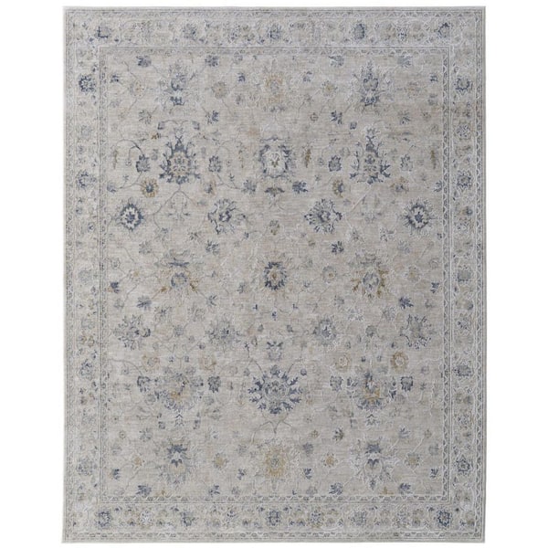 HomeRoots 8 ft. x 10 ft. Ivory, Taupe, Blue Abstract Area Rug