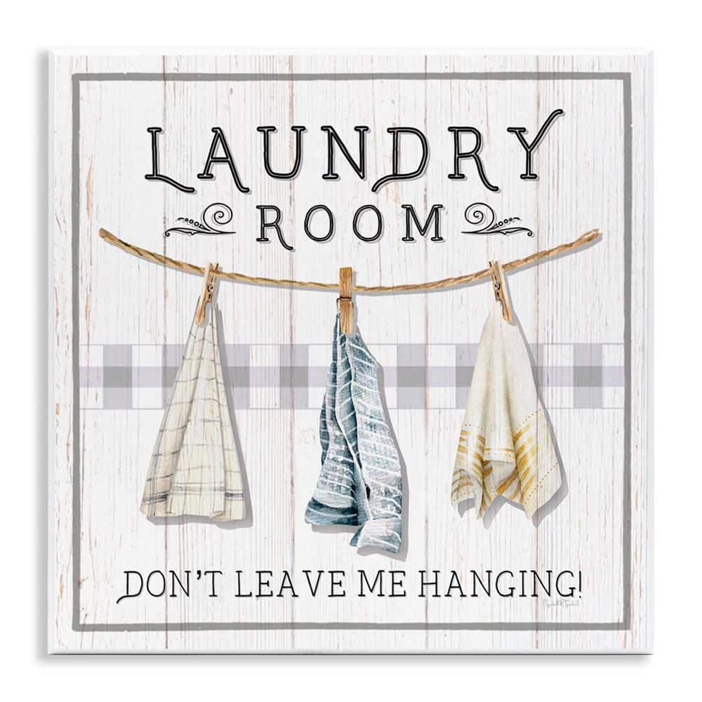 Laundry Room Hanging Towels by Elizabeth Tyndall Unframed Graphic Art Print Typography 12 in. x 12 in. price history on PriceWatchPro