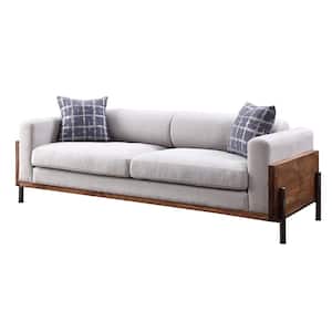 Pelton 38 in. Square Arm Fabric Straight with Wood Frame Sofa in Beige Seats 4