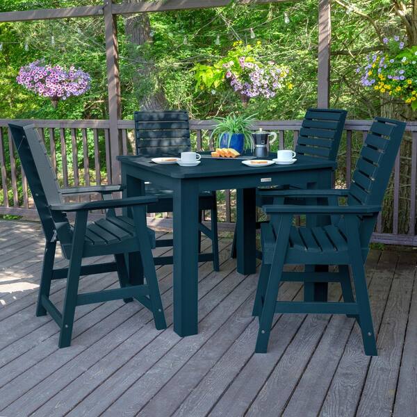 Highwood Weatherly Federal Blue 5-Piece Plastic Square Outdoor Dining Set