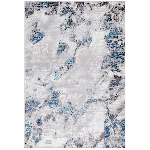 Amelia Gray/Blue 12 ft. x 15 ft. Abstract Distressed Area Rug
