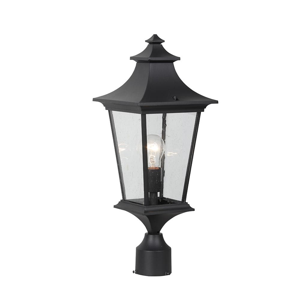 Jake 1 Light Black Metal Hardwired Outdoor Waterproof Post Light with Incan
