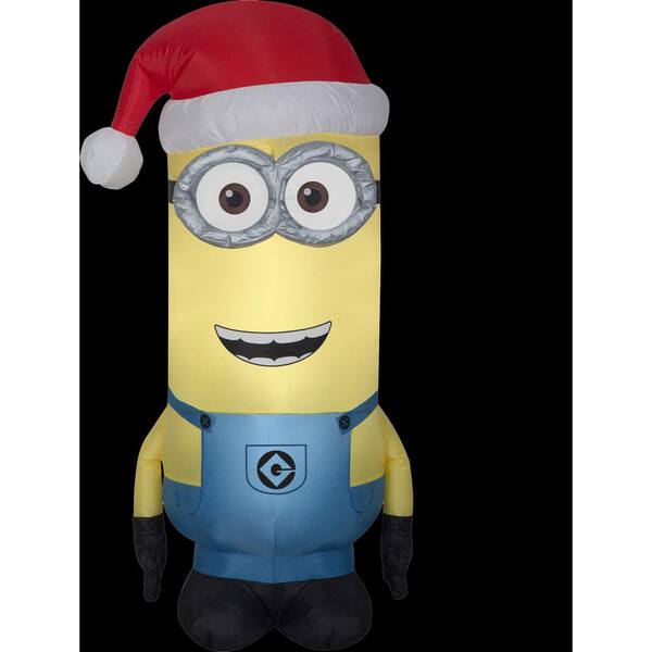 Gemmy 2 ft. W x 2 ft. D x 4 ft. H Christmas Inflatable Minion Kevin with Santa Hat