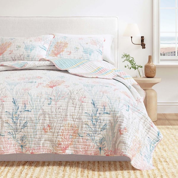 FRESHFOLDS Blue Coastal Coral and Fish 2-Piece Twin / Twin