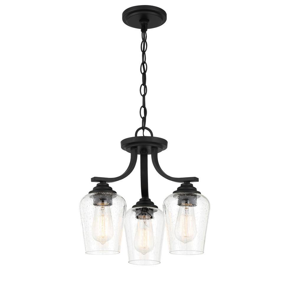 Shyloh Coal Finish 3-Light Convertible Chandelier with Clear Seeded Glass
