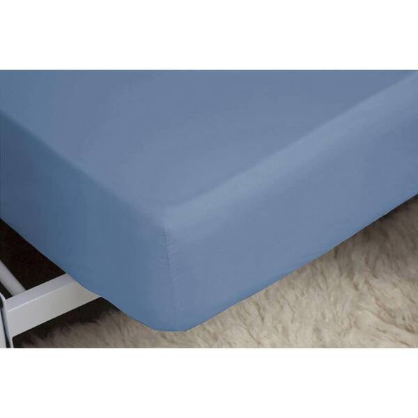 Fitted Sheets, 650TC with Pockets (7-10 Inches) Perfect for Low Profile  Mattresses, Cotton Blend (King, Solid Blue)