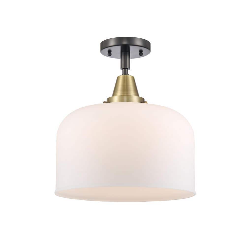 Bell 12 in. 1-Light Industrial Flush Mount Matte White Glass Shade price history on PriceWatchPro