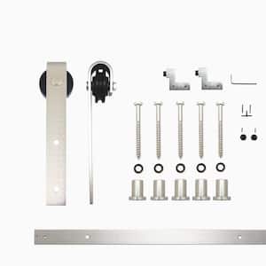 7 ft./84 in. Brushed Nickel Non-Bypass Sliding Barn Door Track and Hardware Kit for Single Door