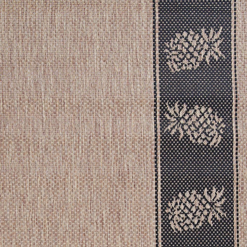 Coastal Cocoa-Black Synthetic Rectangular Outdoor Rug, 3'9" x 5'5"