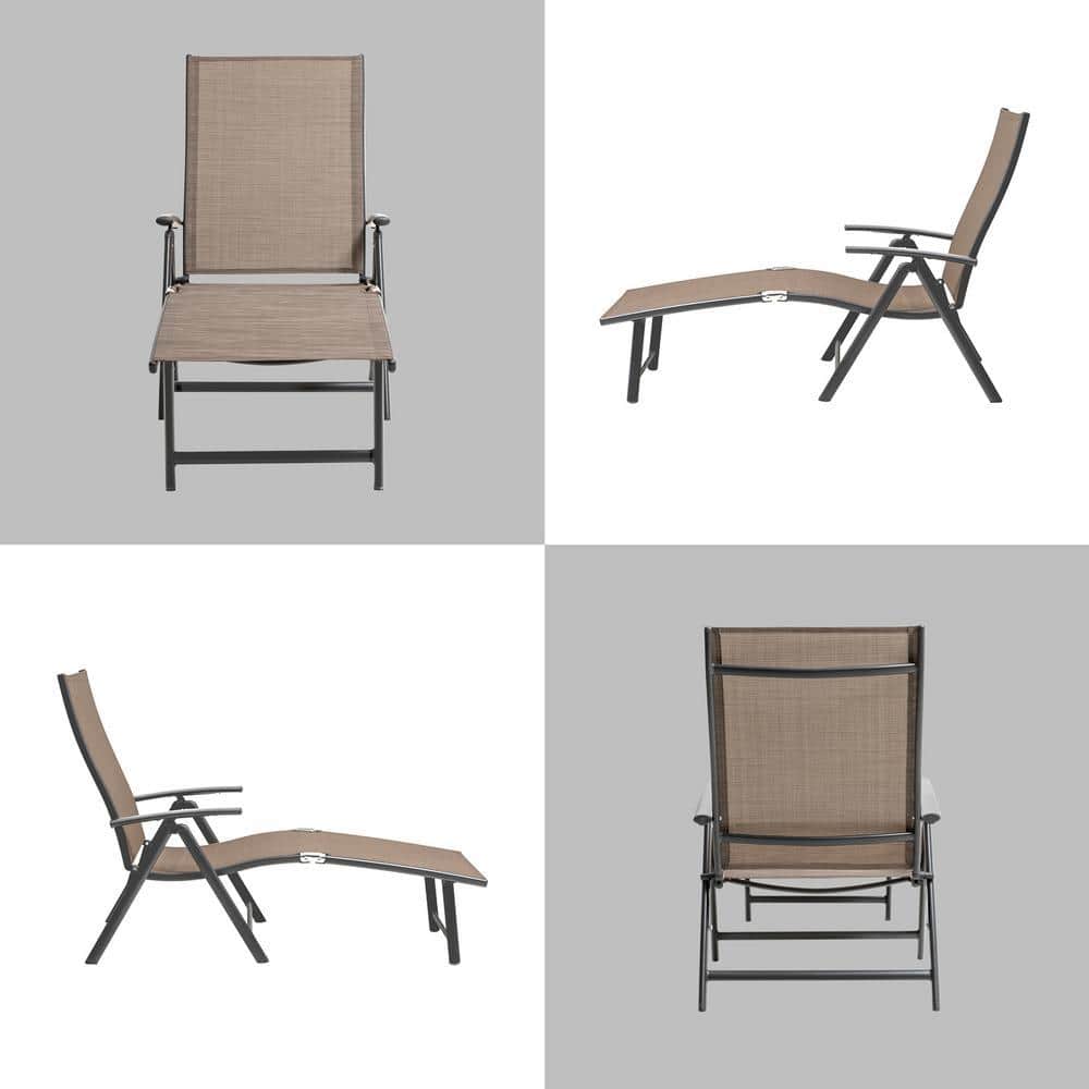 Espresso Gray Aluminum Outdoor Chaise Lounge with Arms