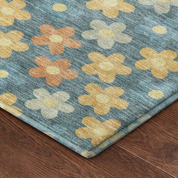 Mayfield Premium Machine Washable Abstract AMF2569 Teal 10 ft. x 14 ft. Area Rug