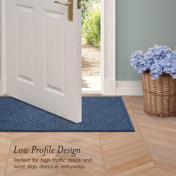 Laura Ashley Austell Solid Blue 2 ft. x 5 ft. Geometric 2-Piece