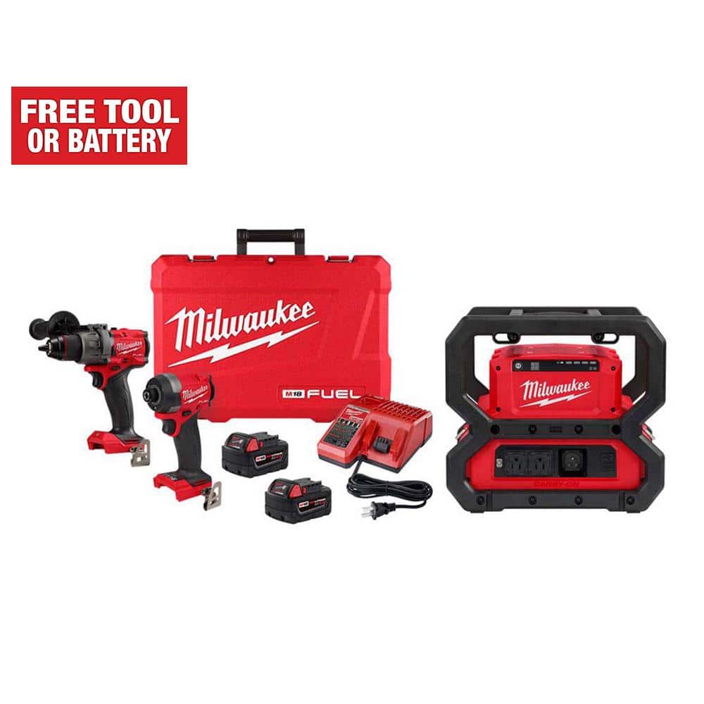 Milwaukee M18 FUEL 18-Volt Lithium-Ion Brushless Cordless Hammer Drill and Impact Driver Combo Kit (2-Tool) with Power Supply -  3697-22-2845