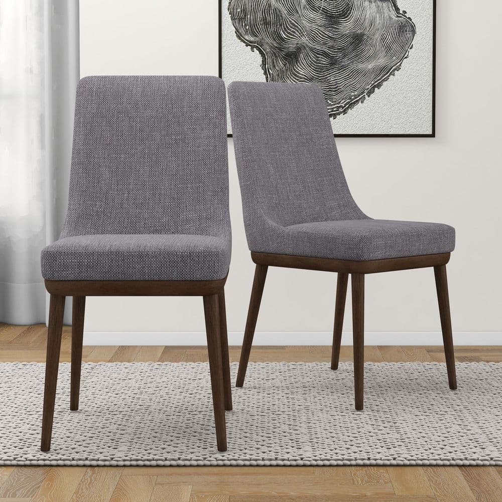 Oprah Grey Fabric Mid-Century Modern Dining Side Chair with Solid Wood Legs, (Set of 2) price history on PriceWatchPro