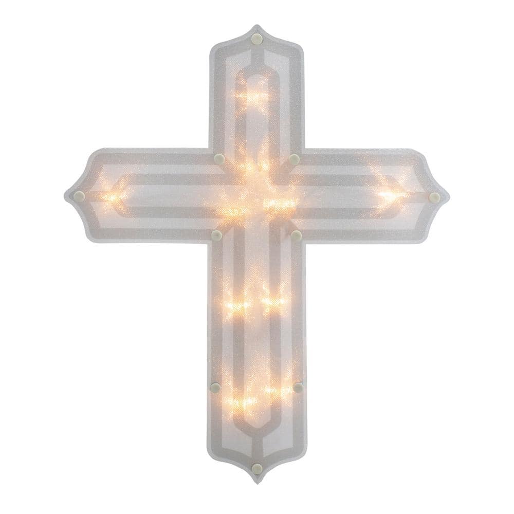 Northlight 14 in. Lighted Religious Cross Easter Window Silhouette Decoration