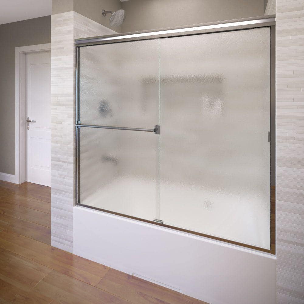 Classic 57" x 60" Chrome Semi-Frameless Sliding Tub Door