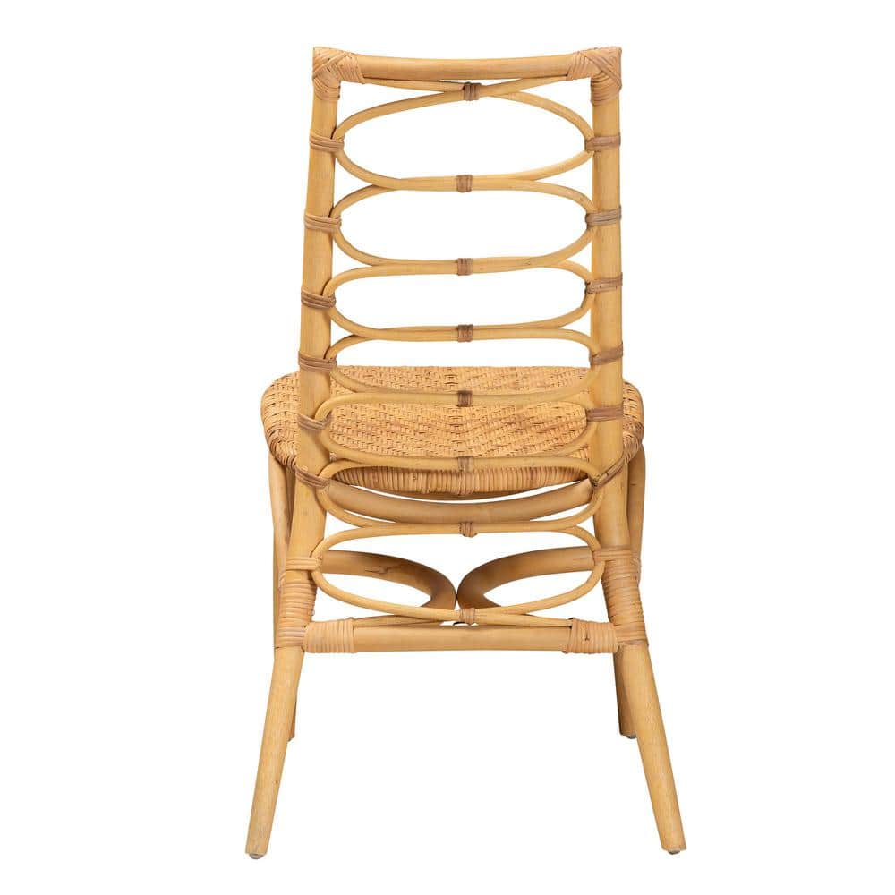 Lisbon Natural Brown Rattan Ladderback Dining Chair