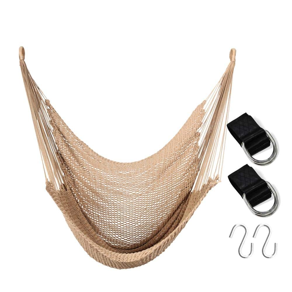 XL Caribbean Hammock Swing Chair with Hanging Straps and Hooks, 60.62 x 47.2 in, 330 lb Capacity, Light Brown price history on PriceWatchPro