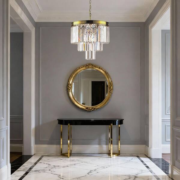 Maxax Annapolis 7-Light 19.7 in. Brass Crystal Modern Tiered