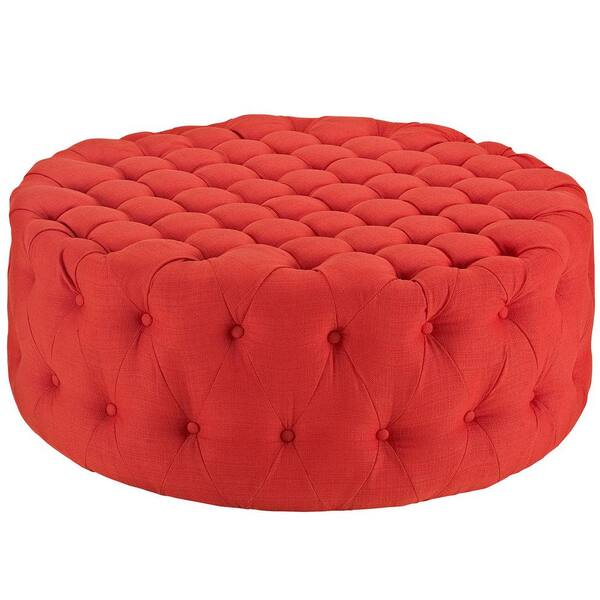 MODWAY Atomic Red Amour Upholstered Fabric Ottoman