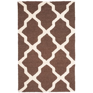 Cambridge Dark Brown/Ivory Doormat 3 ft. x 5 ft. Geometric Trellis Area Rug