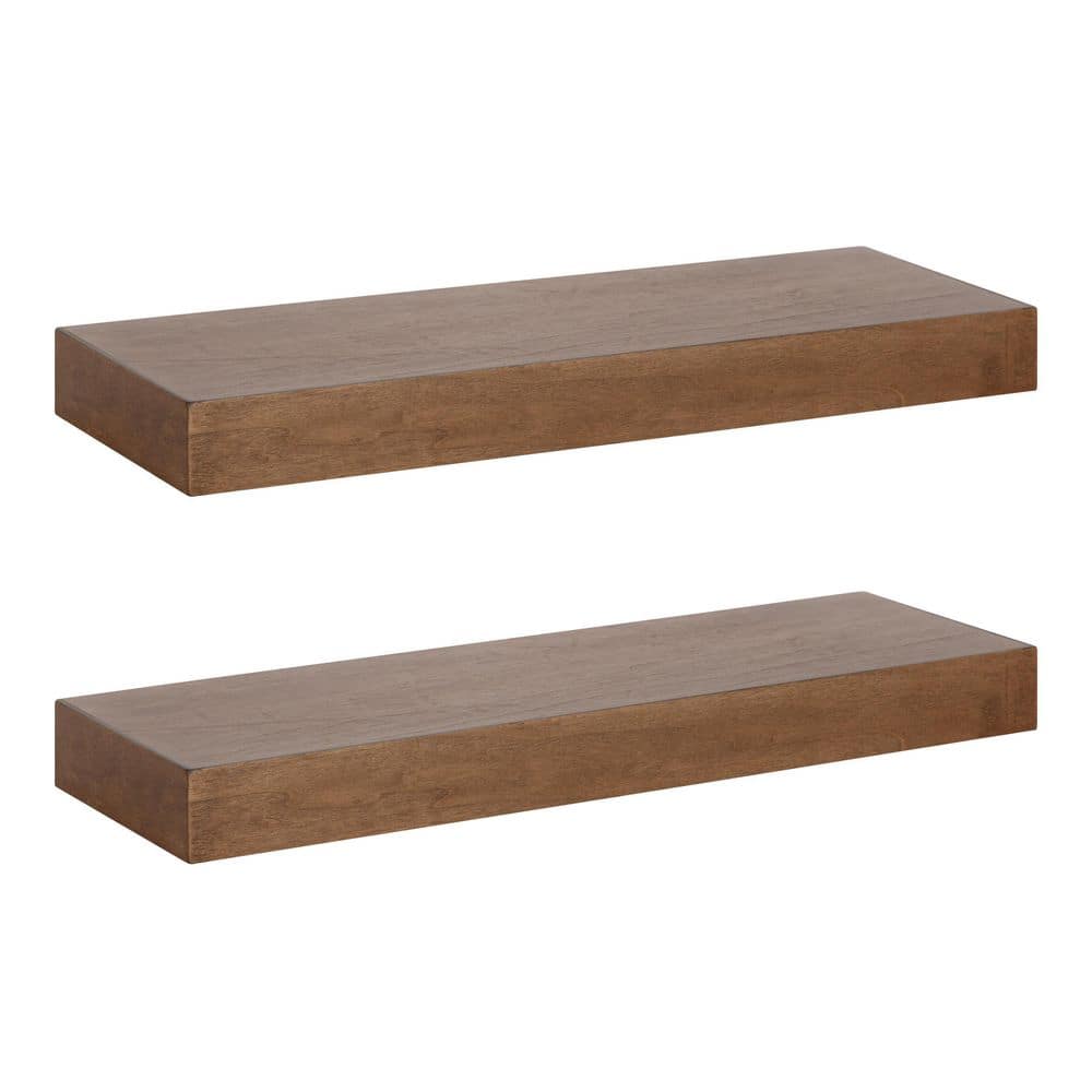 Kate and Laurel Havlock Wood Shelf Set, Rustic Brown 2 Piece 24 inch