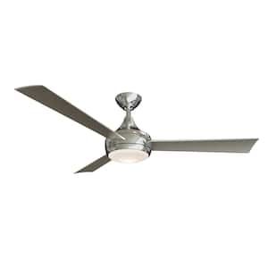 Donaire 52 in. LED Indoor/Outdoor Brushed Stainless Ceiling Fan with Light and Remote Control