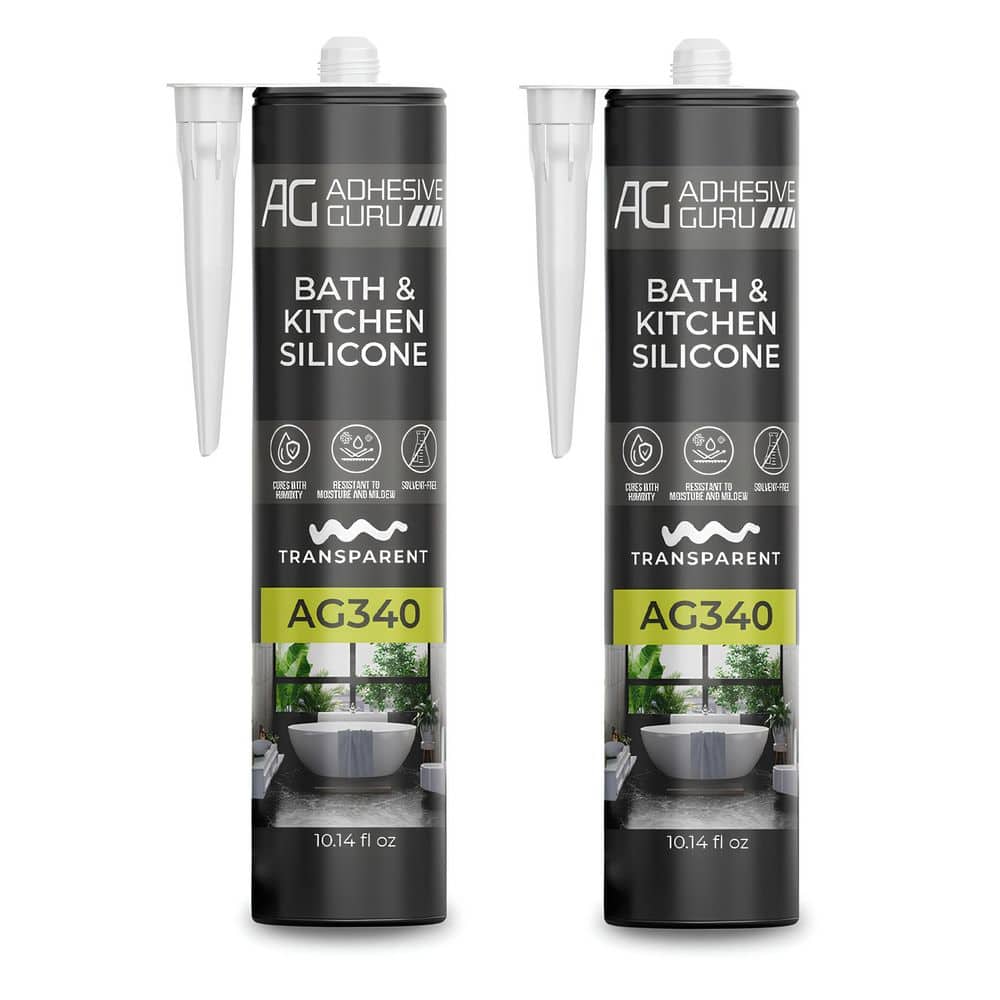 AG340 100% Silicone Sealant for Bath & Kitchen, 10.14 oz.-Transparent Clear