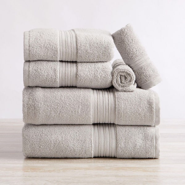 Light Grey Soft Cotton Classic 6 Piece Towel Set