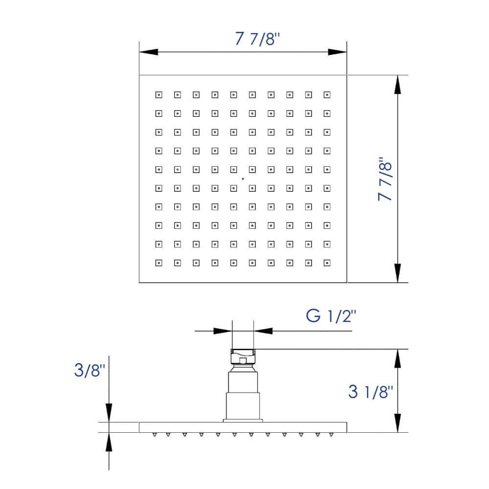 Nickel Square LED Rain Shower Head with Temperature-Based Lights
