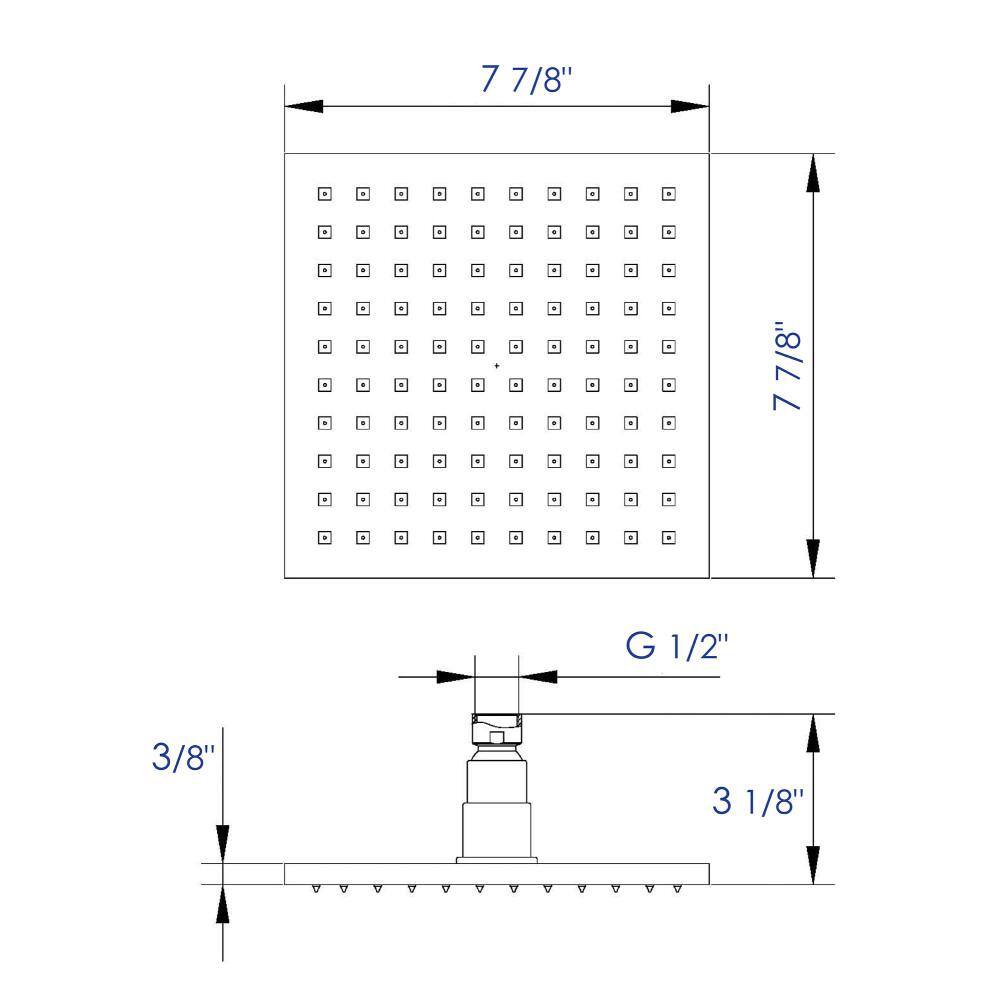 Polished Chrome Square LED Rain Shower Head