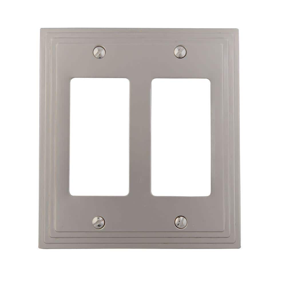 Satin Nickel Double Rocker Cast Metal Wallplate