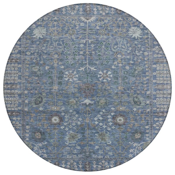 Chantille Machine Washable Indoor/Outdoor Abstract ACN2231 Blue 8 ft. x 8 ft. Area Rug